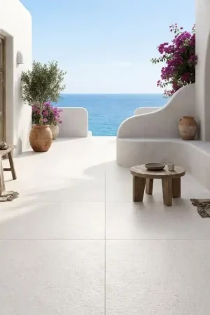 Bon Plan Carrelage antidérapant Vida Blanco 120x120 effet béton blanc minéral